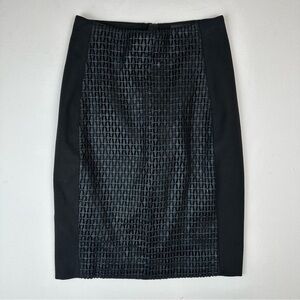 Roland Mouret for Banana Republic Pencil Skirt with Woven Overlay Black Office